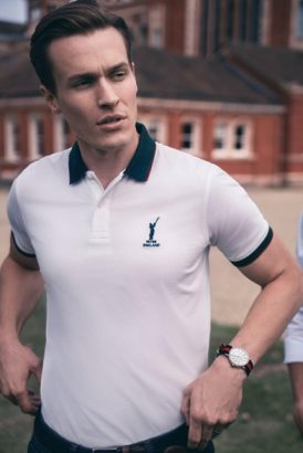 A Man Wearing Classic White Polo T-Shirt